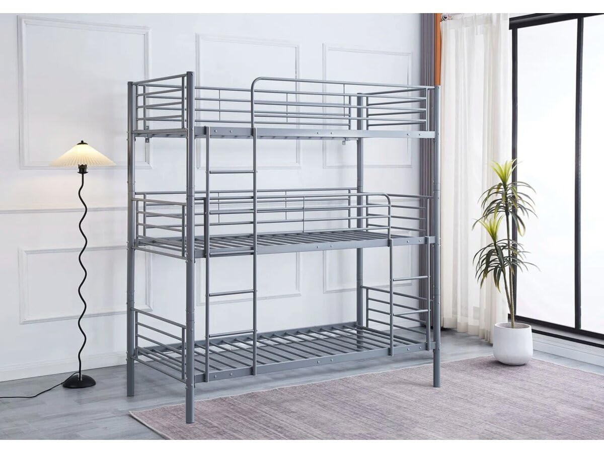 Habitat et Jardin Litera Triple de Metal Havin - 90 x 190 cm - Gris -