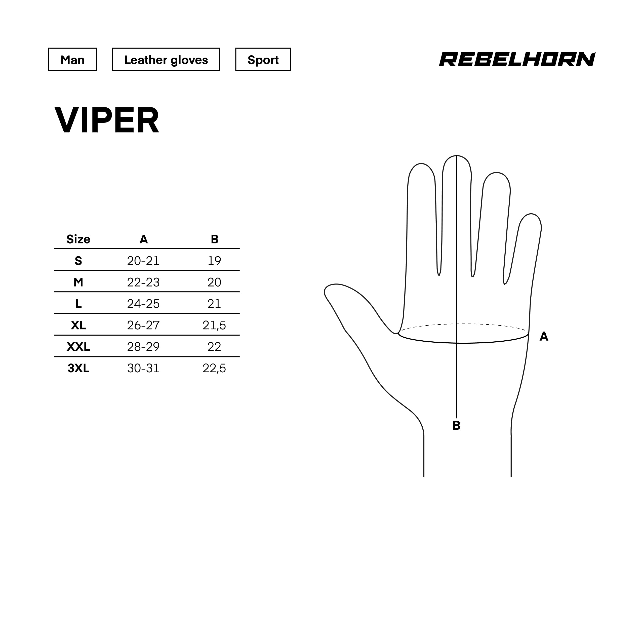 REBELHORN Viper Motorradhandschuhe Herren | Leder | Knöchelprotektoren | Schieber an der Unterseite der Hand | Perforation für bessere Belüftung | Größen bis 3XL