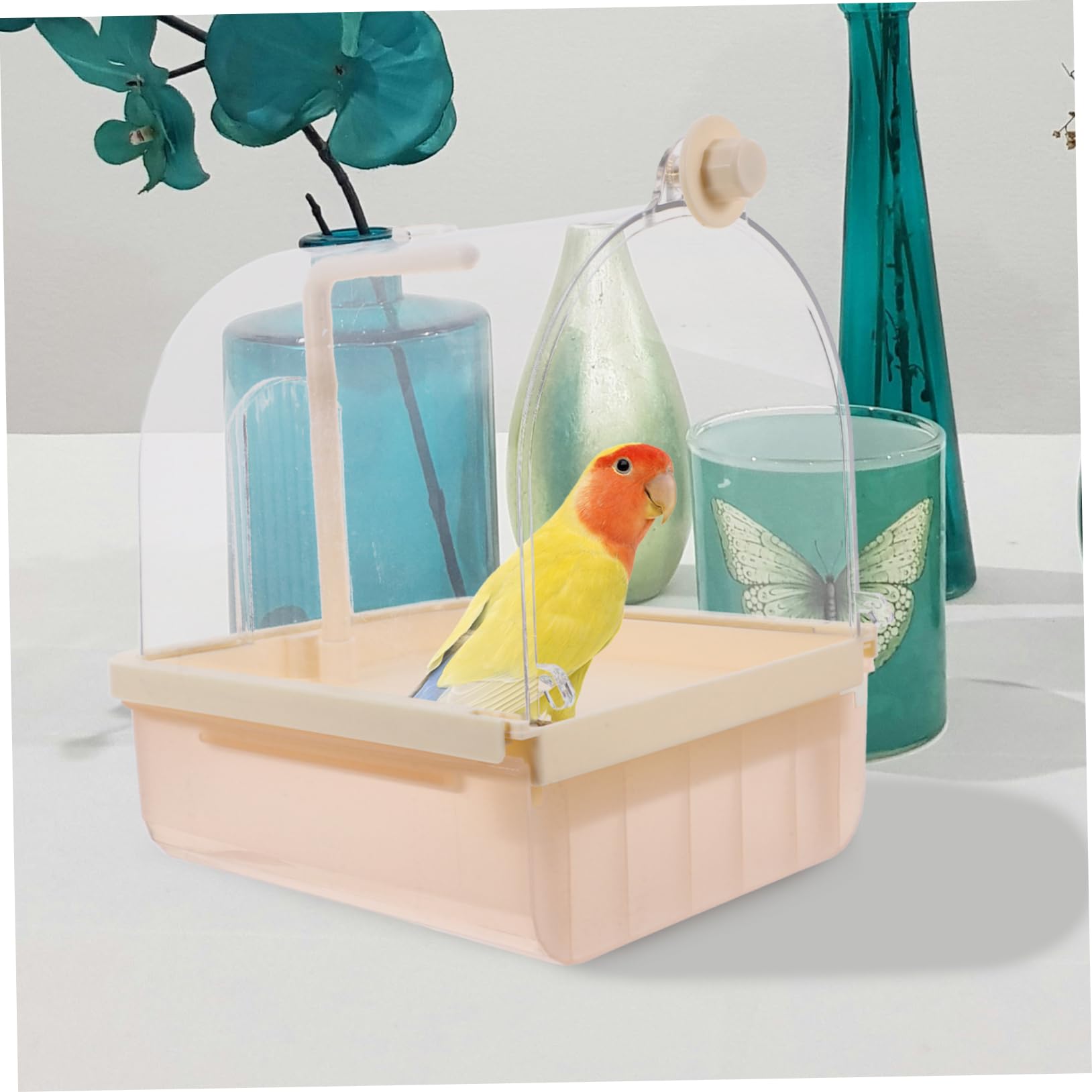 SUPVOX Bagno per Uccelli da Gabbia per Pappagalli, Vasca Esterna in ABS, Installazione Facile, Bagnetto Automatico per Gabbie Piccole e Medie