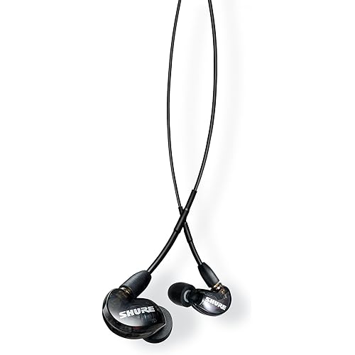 Shure AONIC 215 Wired Sound Isolating Earbuds, Clear Sound, Single Driver, Secure in-Ear Fit, Detachable Cable, Durable Quality, Compatible with Apple & Android Devices - Black