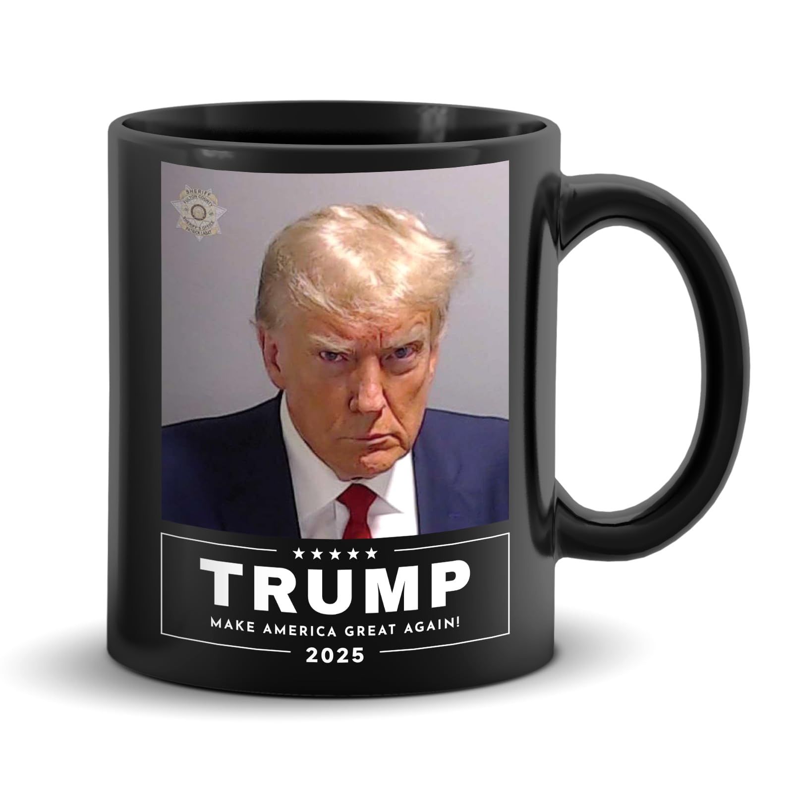HBYDO 2024 Trump Mug, Black Double Sided Printing Trump Coffee Mugs with Handle for Home Office Daily Drink, Trump Coffee Cup for 2024 President Election of the United States MAGA