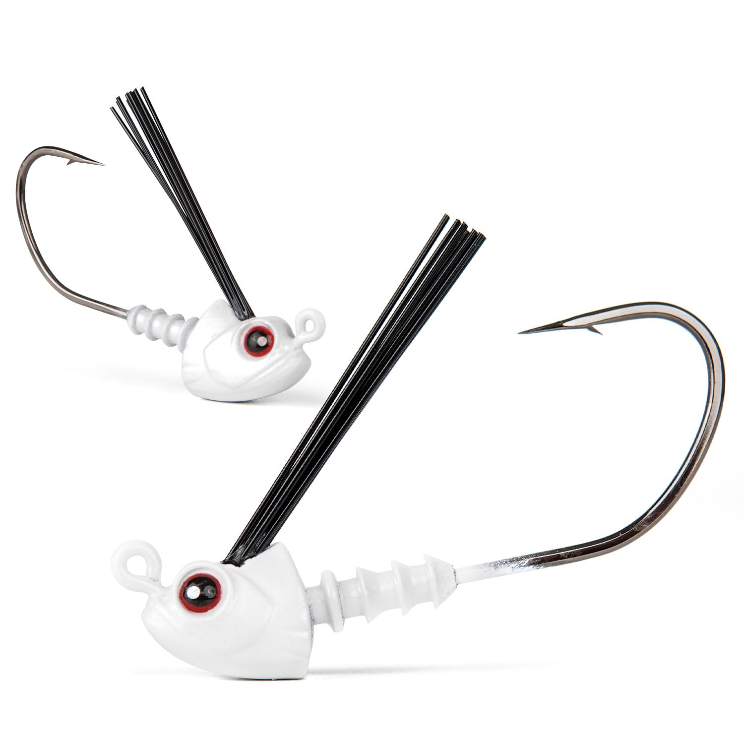 8-Pack Weedless Swimbait Jig Heads 1/8 3/16 1/4 3/8 1/2oz, Fiberglass Weed Guard with 2/0 3/0 Hooks for Bass Fishing