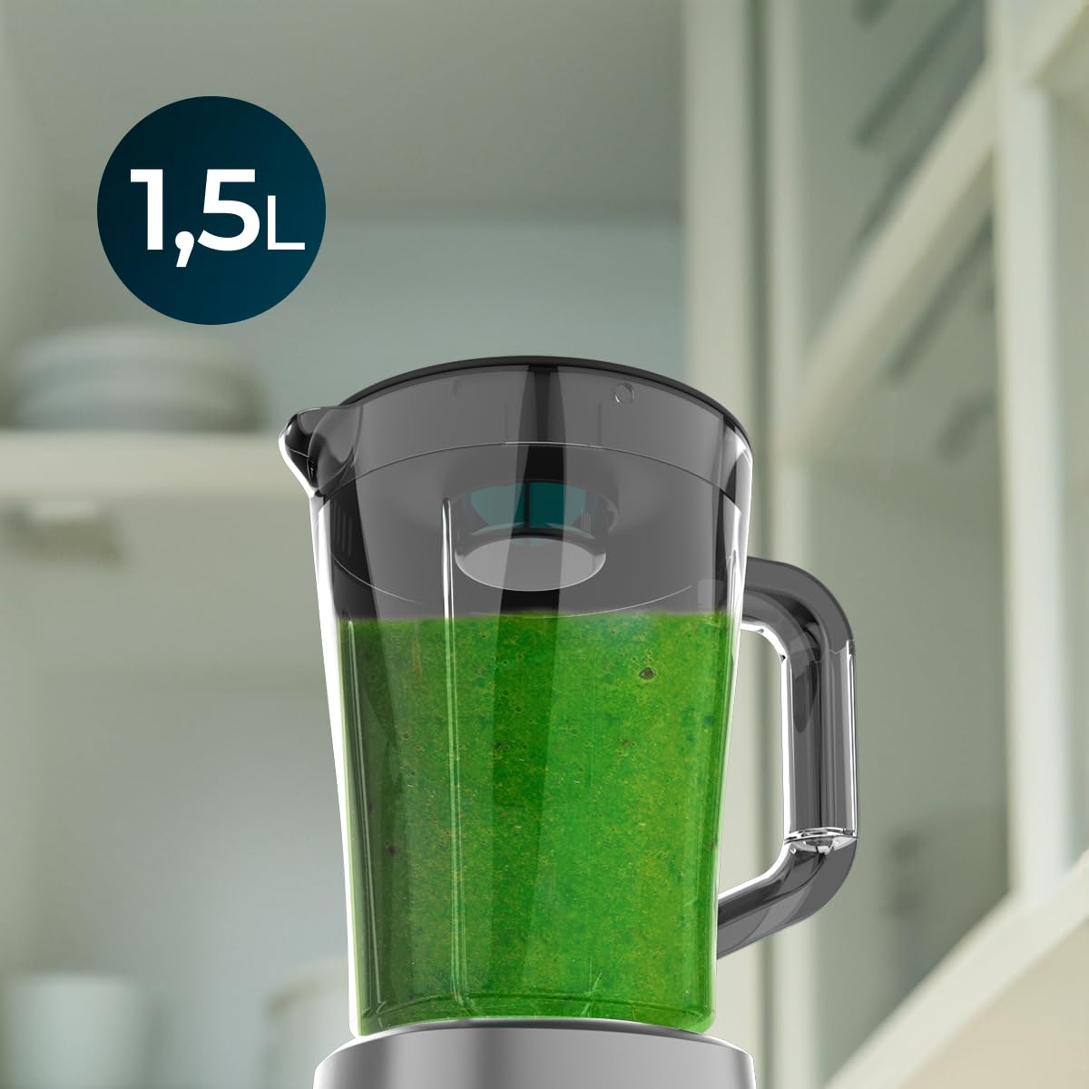 Cecotec Blender Power Black Titanium 1300MAX B. Puissance maximale de 1300 W, 20000 RPM, Lames en titane à 4 feuilles, Carafe de 1,5 L, 2 vitesses, Fonction Pulse, Broie la glace facilement, Noir