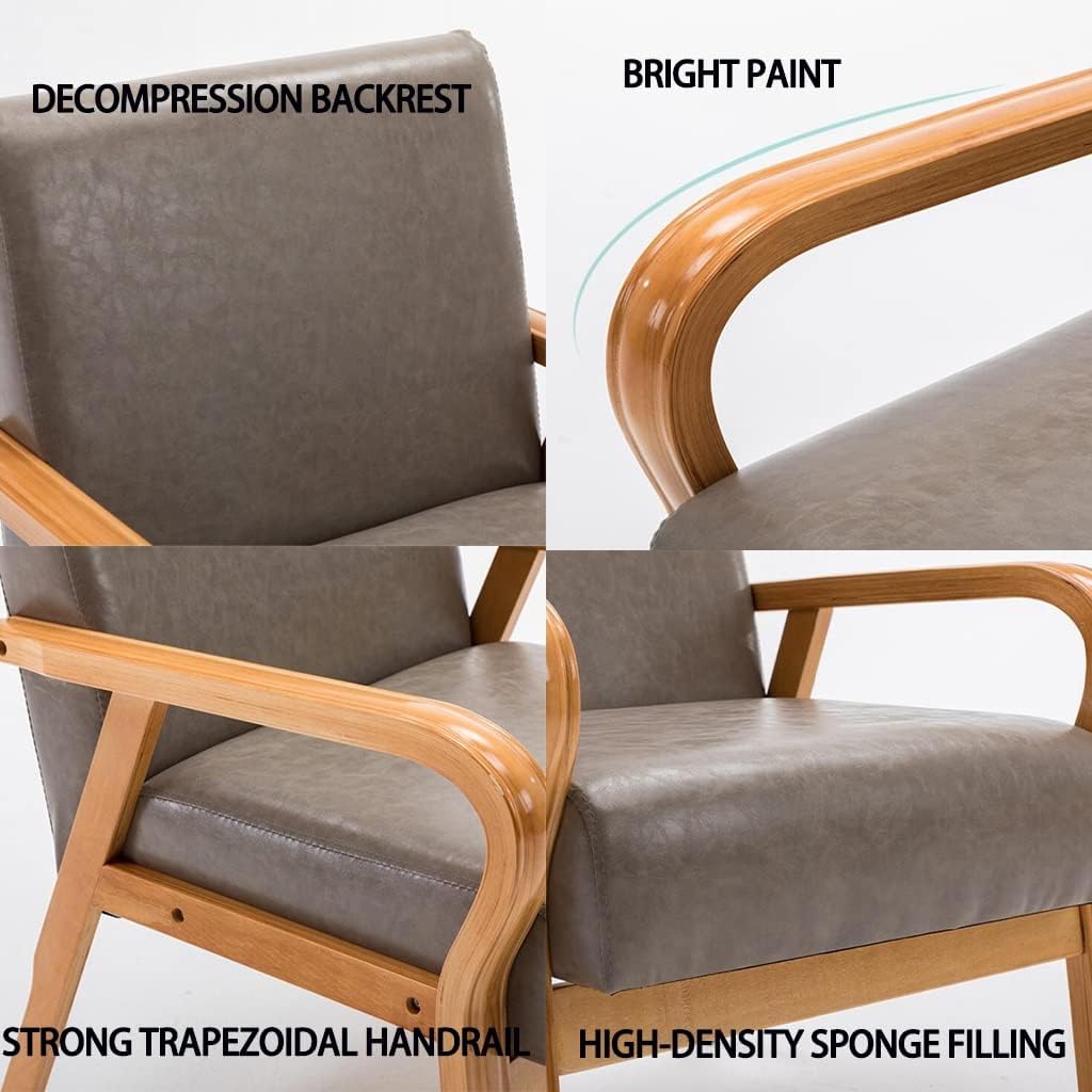 ミッドセンチュリーレザーアクセントチェア 寝室用 レトロ 布張り