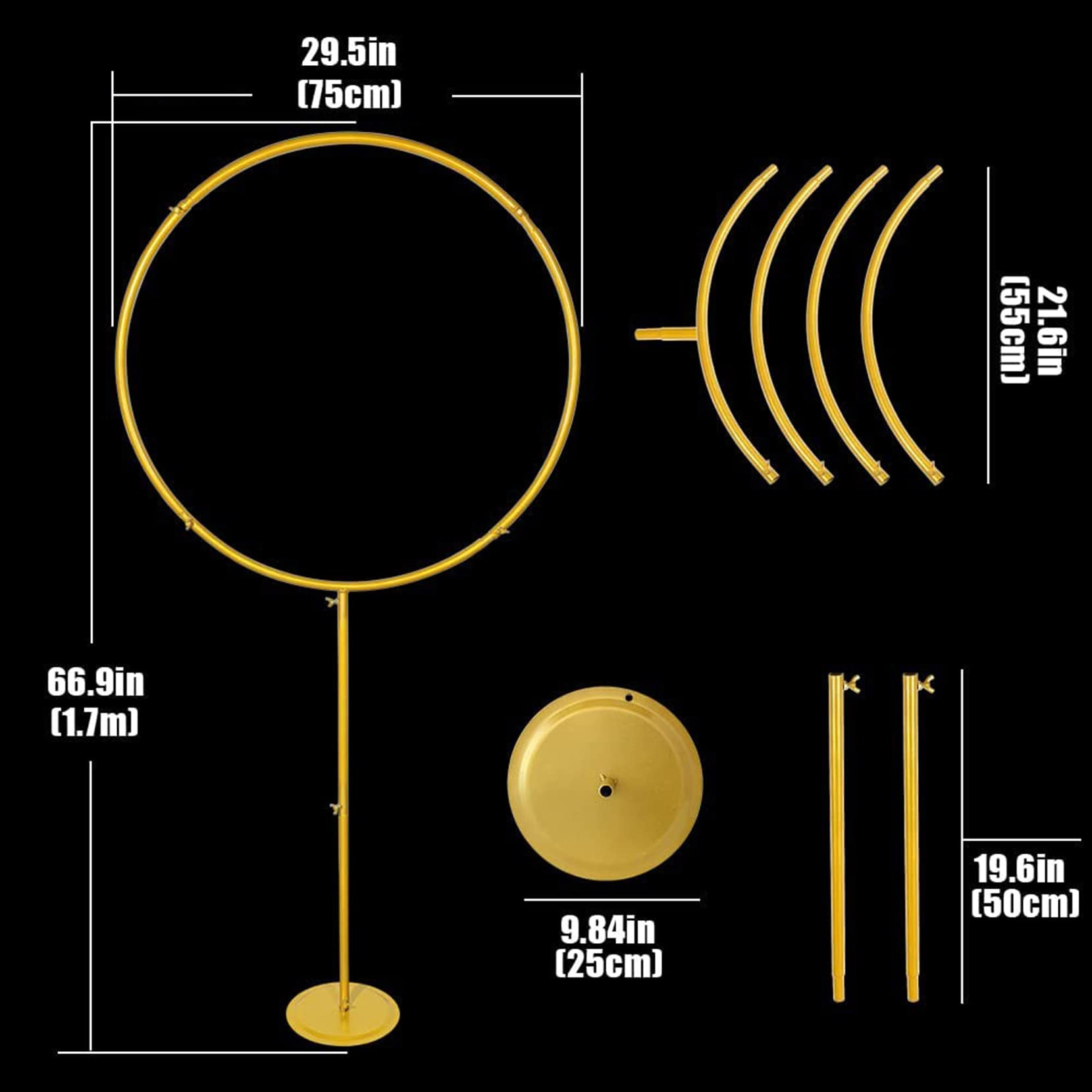 DIY Ballon Stand Kit Stehender Bogen Metallrahmen Kit Ballonhalter Runde Ring Ballon Sticks Für Babyparty Geburtstag Hochzeit,Weiß