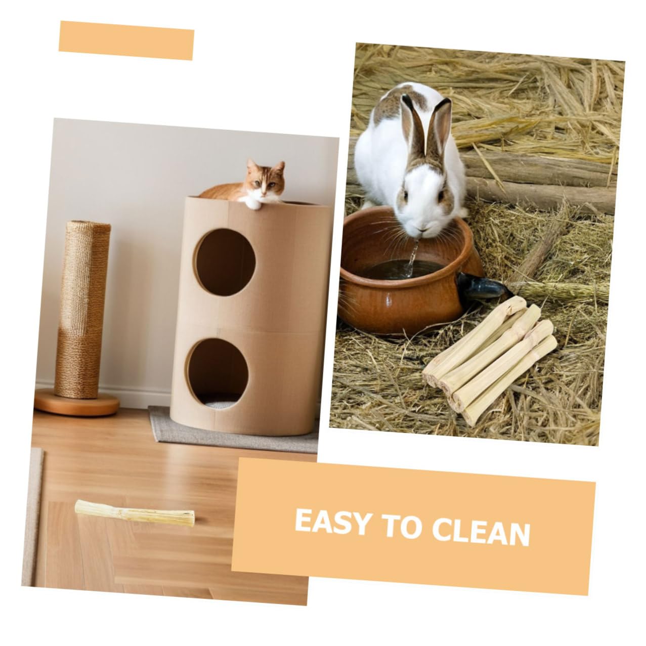 jojofuny Bastoncini Dolci per Masticazione Pet in Bamboo Snack Dentali Naturali per Conigli Cincillà Criceti e Piccoli Animali Giocattolo Interattivo per Stimolazione Mentale e Cura