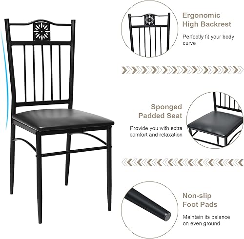 Miniatura 4 de COSTWAY Juego de mesa de comedor de 5 piezas, moderno juego de mesa de cocina para 4 personas, mesa rectangular de 42 pulgadas con 4 sillas