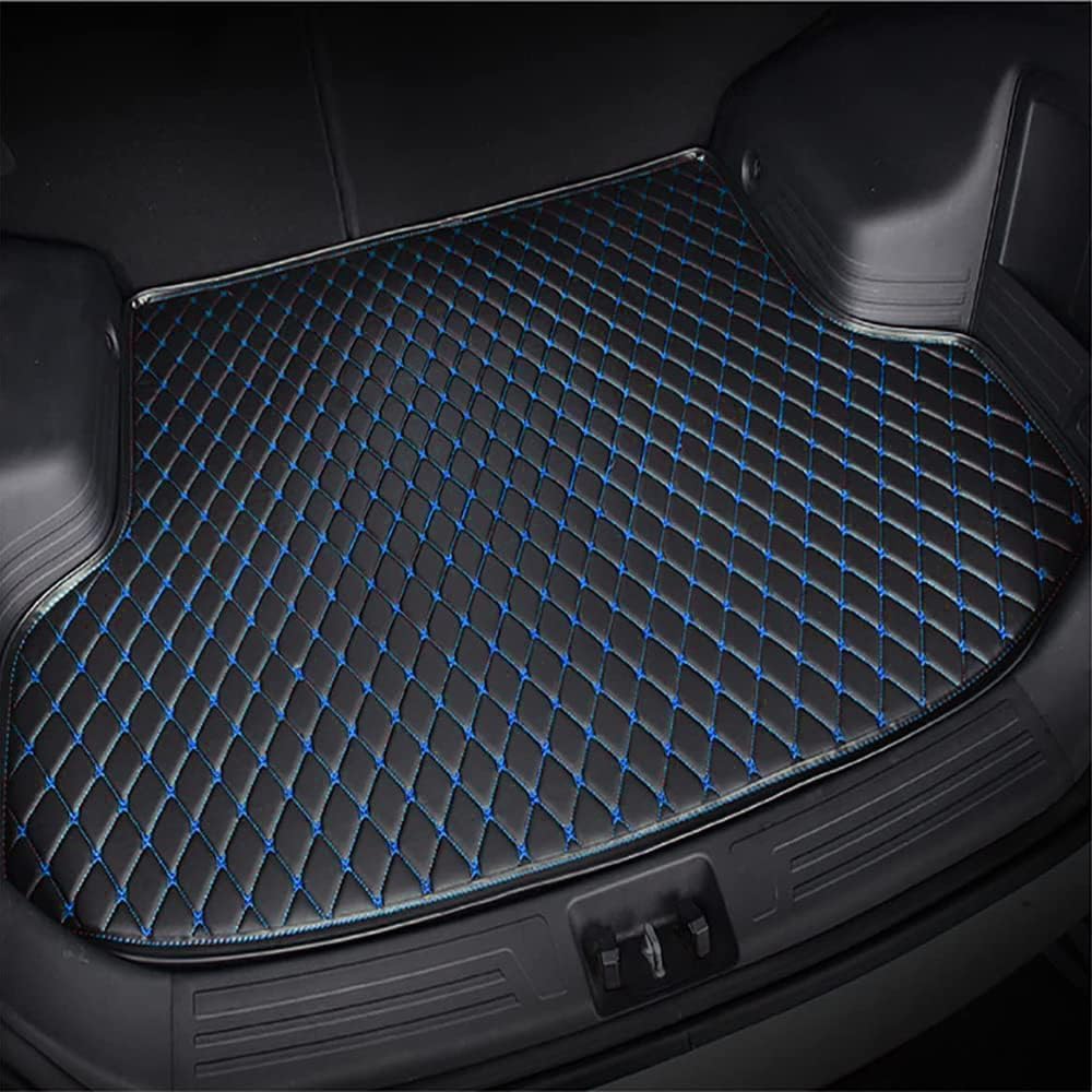 Hhait A Black-Blue Car Boot Mats Cargo Liners For Bmw Ix2 Xdrive30 2024-, Leather Mats Trunk Protector Pads Waterproof Anti-Scratch Anti-Slip,