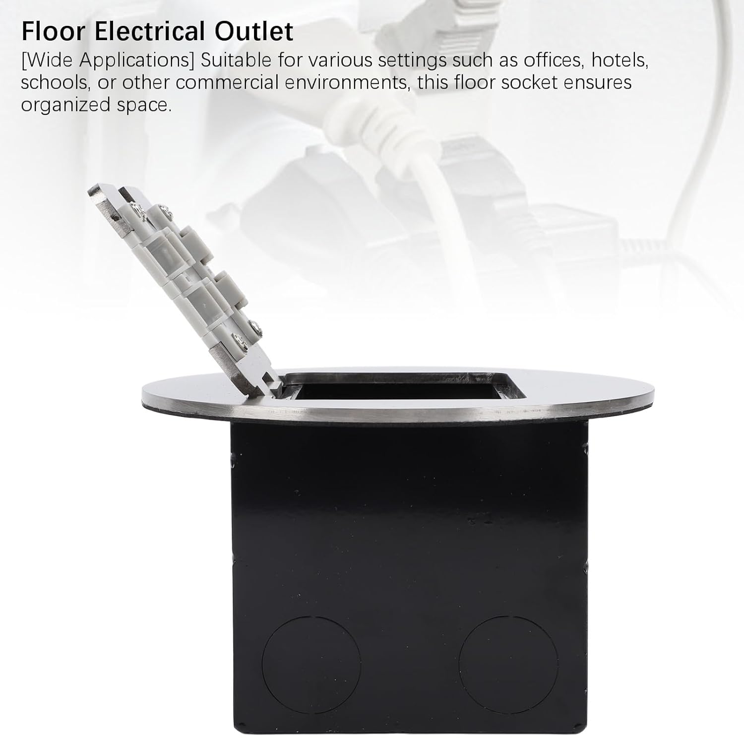 USB Stainless Steel Recessed Floor Outlet, 2 Sockets 2 USB Ports, Water Multi Functional, Premium Materials for Mall, Home Decoration, 4S Store, Office etc