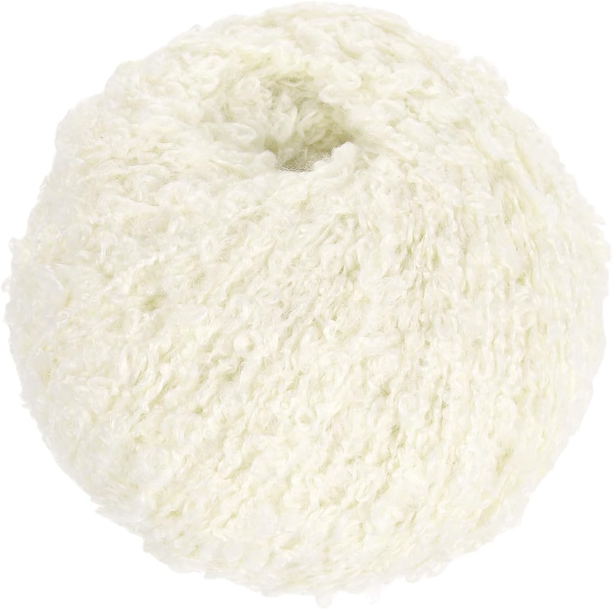 sourcing map Wool Acrylic Fancy Loop Yarn, 1-Ply Wool Roving Luxurious and Soft Yarn Fiber Curly Hair Coils Felt for Hand Knitting Crocheting (50 Grams, Beige)