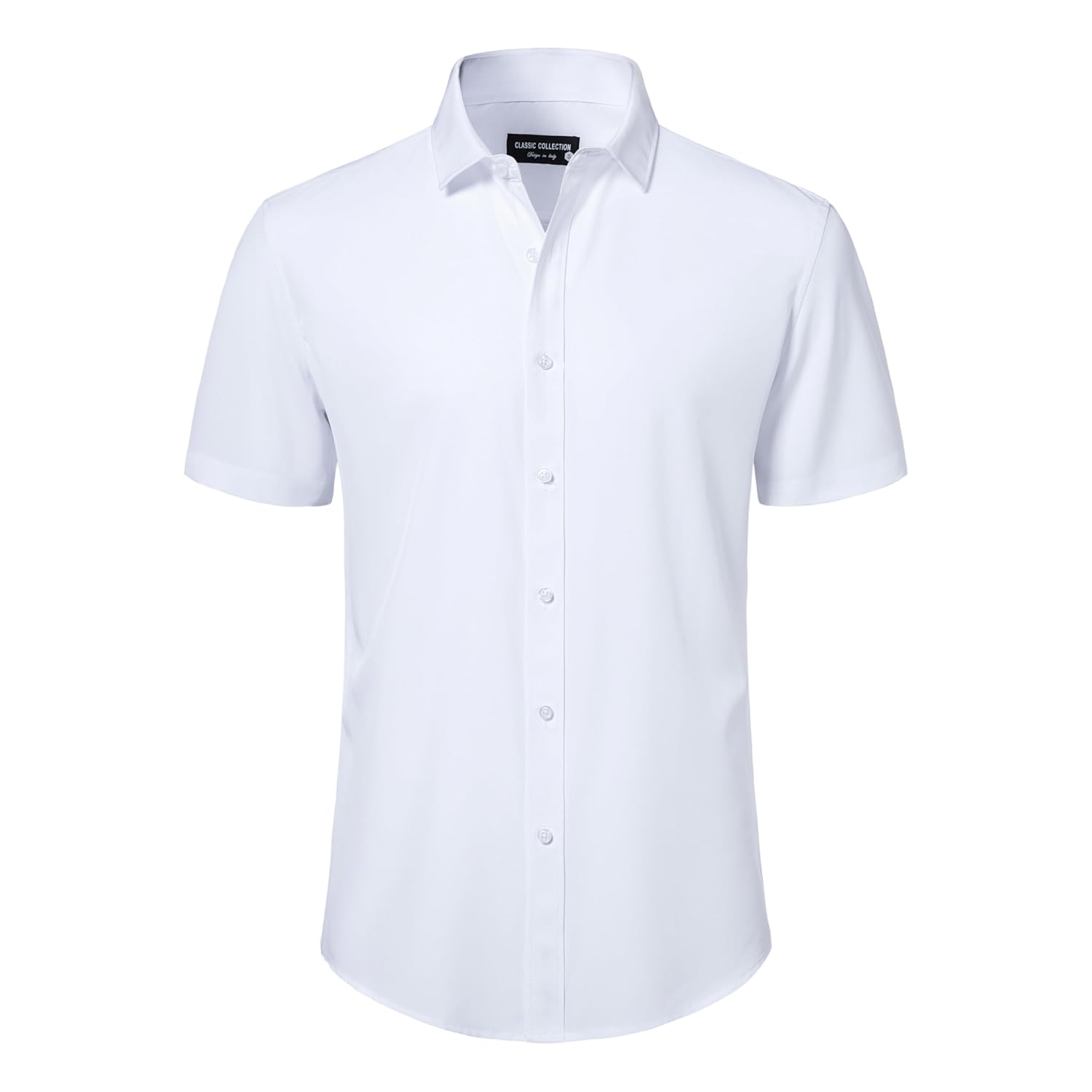 Mens Short Sleeve Dress Shirts Stretch Button Down Wrinkle Free Casual Solid Formal Shirt for Summer Business Wedding