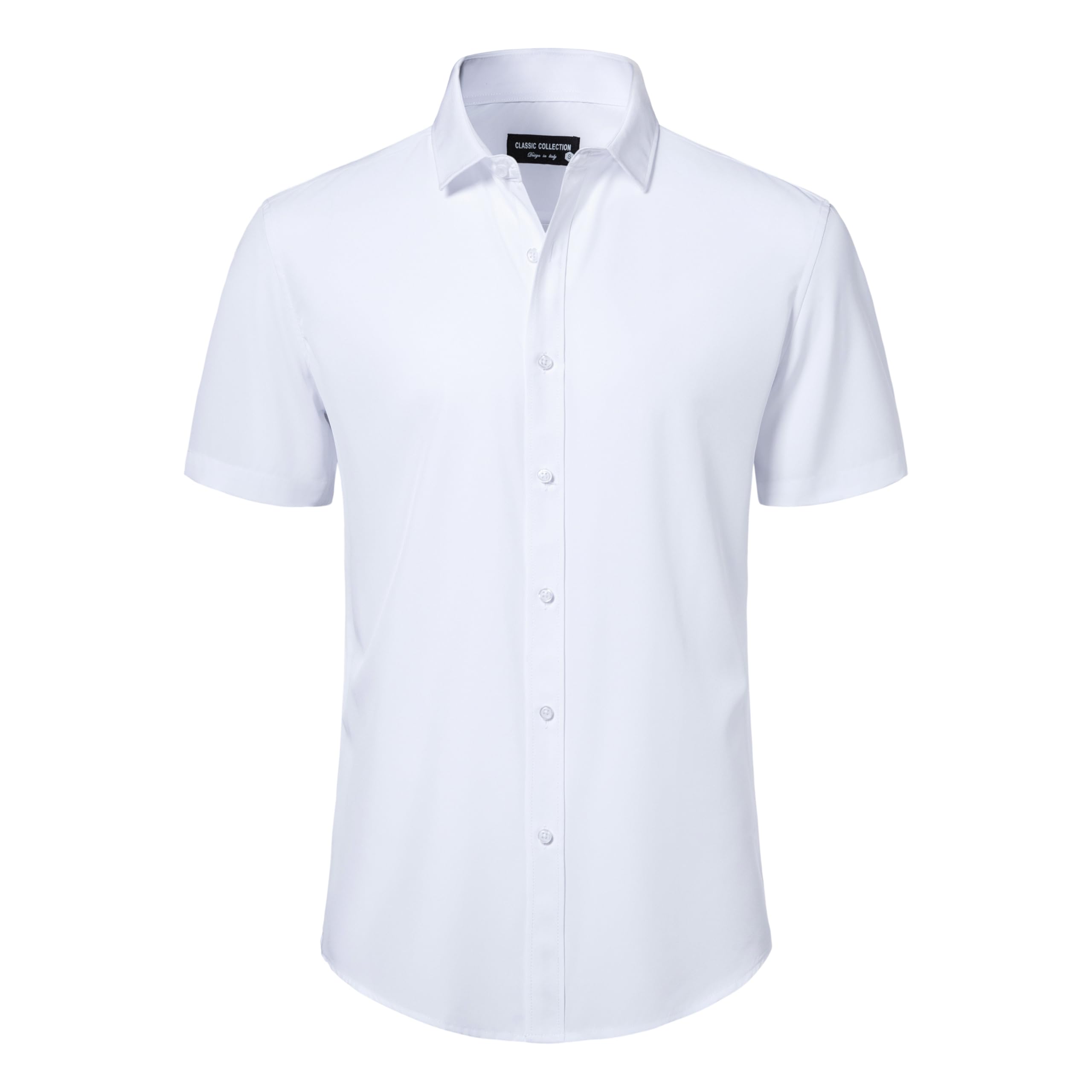 EOUOSS Mens Short Sleeve Dress Shirts Stretch Button Down Wrinkle Free Casual Solid Formal Shirt for Summer Business Wedding