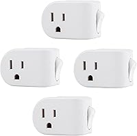 GE UltraPro Grounded Power Switch 4-Pack: Outlet Adapter for Lamps, Lights & Appliances | UL Listed, Energy Saving, Space-Saving White
