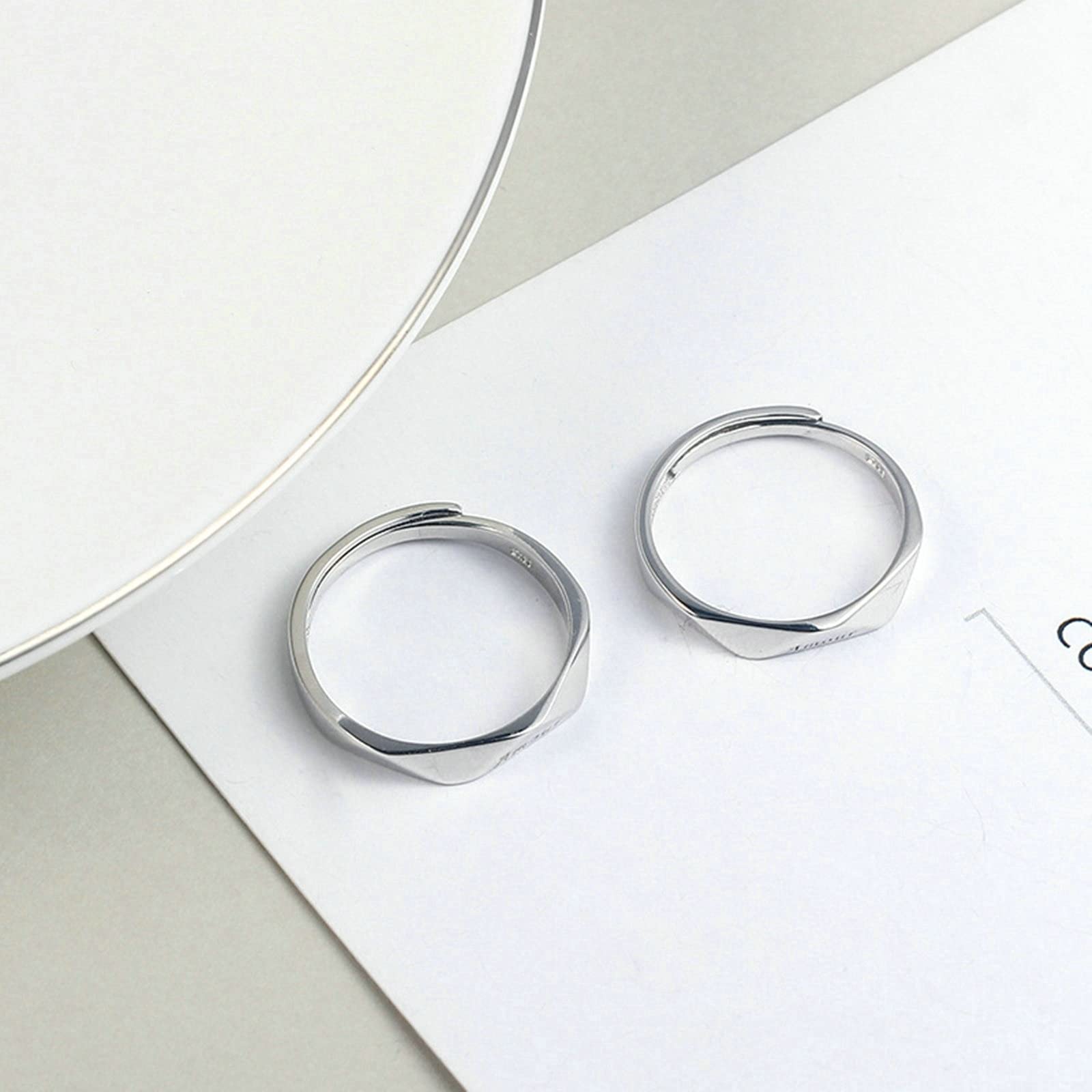 Bague Reglable, Bague de Mariage Argent avec Amour Réglable Anniversaire Anneau de Bijoux Cadeau
