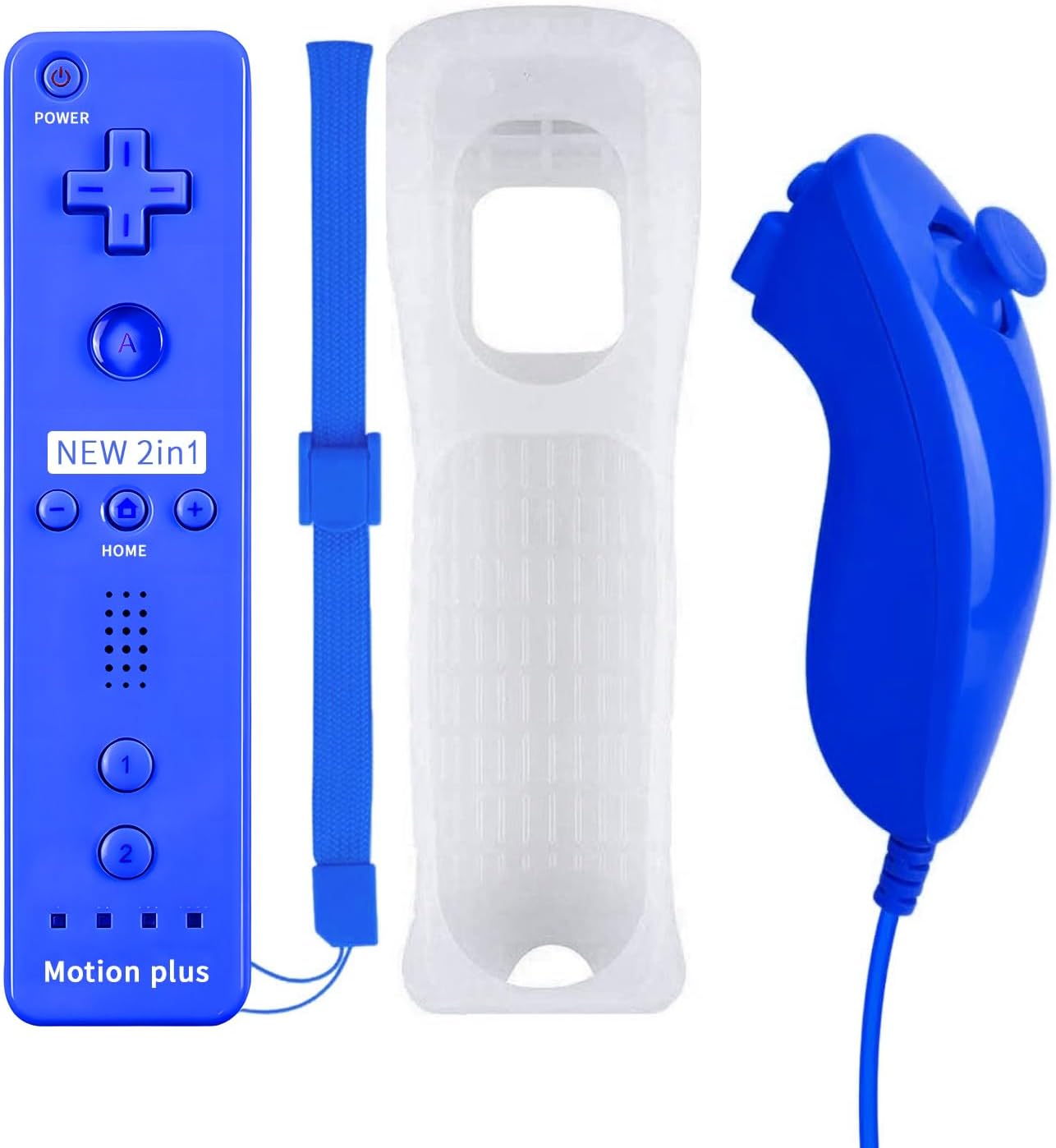 QUMOX Wii Nunchuck Remote Controller with Motion Plus Compatible with Wii Console | Wii Remote Controller with Shock Function (Dark Blue)