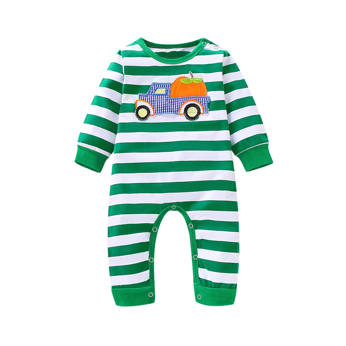 Infant Baby Girls Boys Fall Outfit Pumpkin One Piece Romper Halloween Smocked Bodysuit Clothes 0-24 M