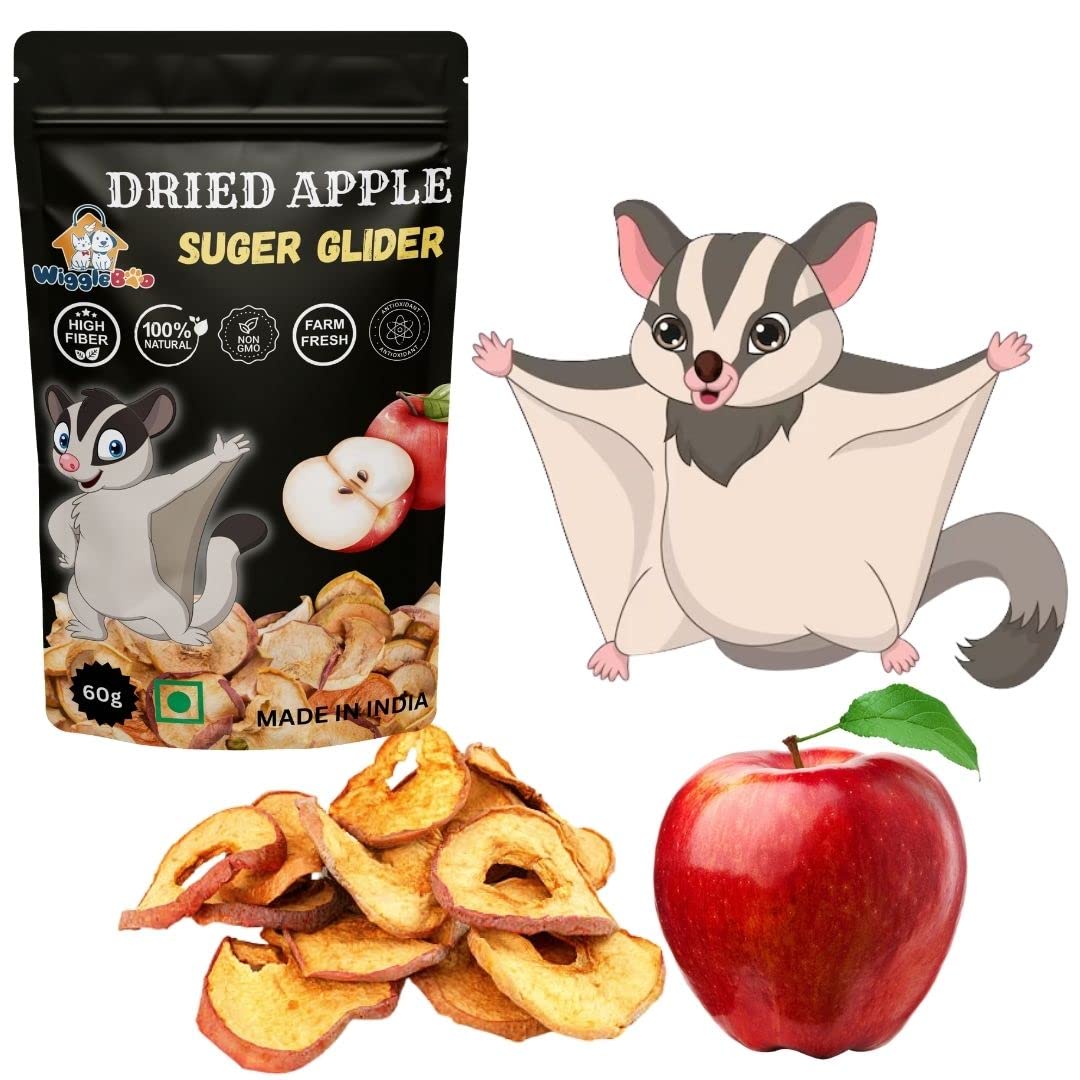 WiggleBoo Sugar Glider Treats || Crunchy & Delicious || Nutritious || Healthy & Tasty || All-Natural Snacks Packed with Flavor and Nutrients for Optimal Health and Wellness (Dried Apple)