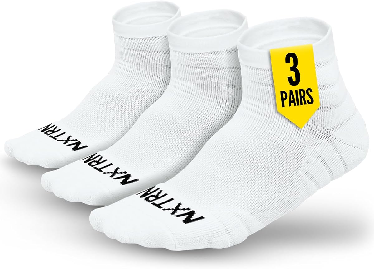 NXTRND 3 Pairs Compression Running Socks for Men, Cushion Athletic Ankle Socks, Basketball, Football, Hiking