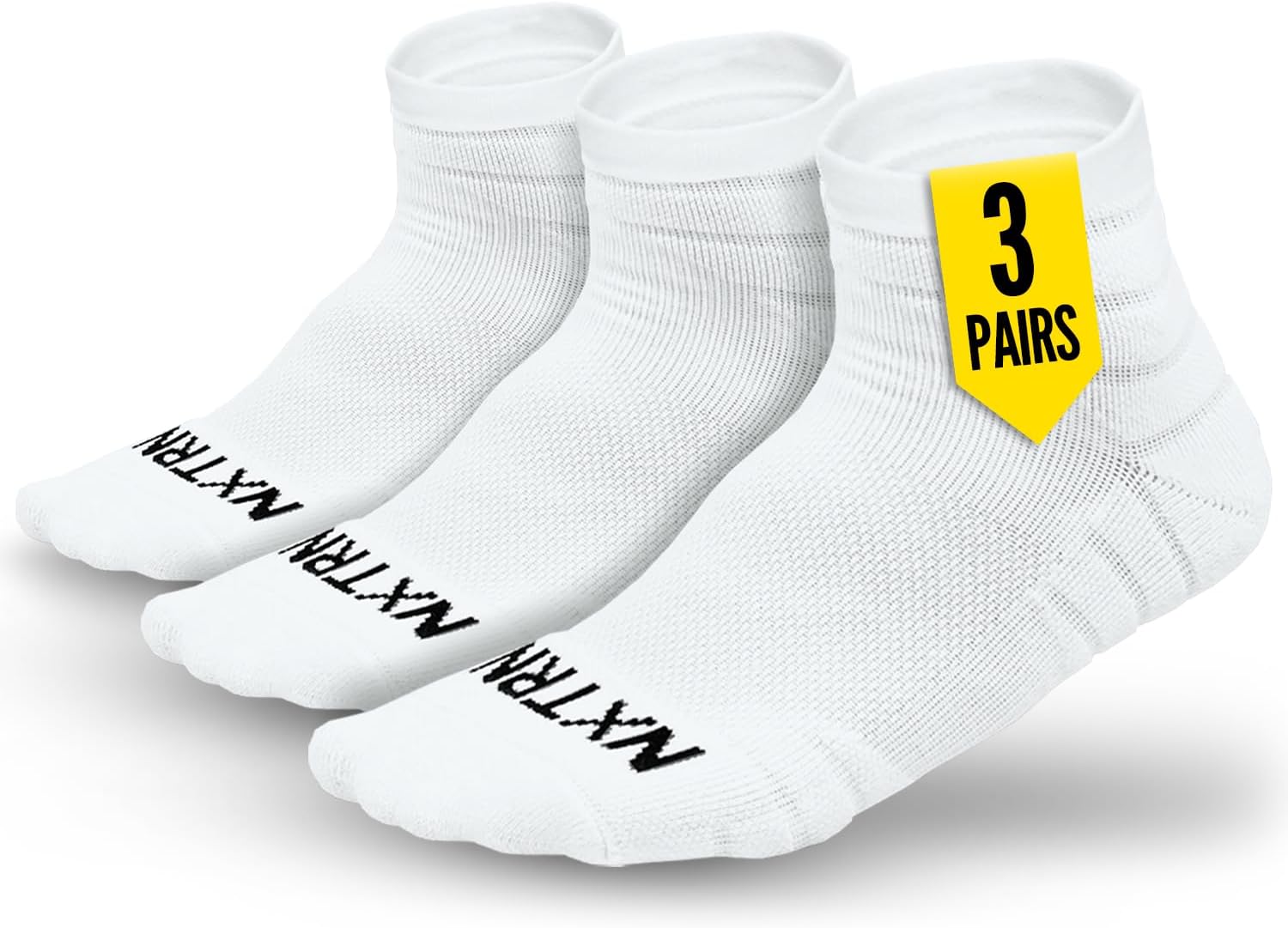 NXTRND 3 Pairs Compression Running Socks for Men, Cushion Athletic Ankle Socks, Basketball, Football, Hiking