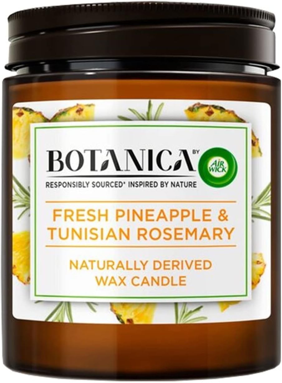 Air Wick Botanica by Air Freshener Naturally Derived Wax Candle, Caribbean Vetiver and Sandalwood 500 g