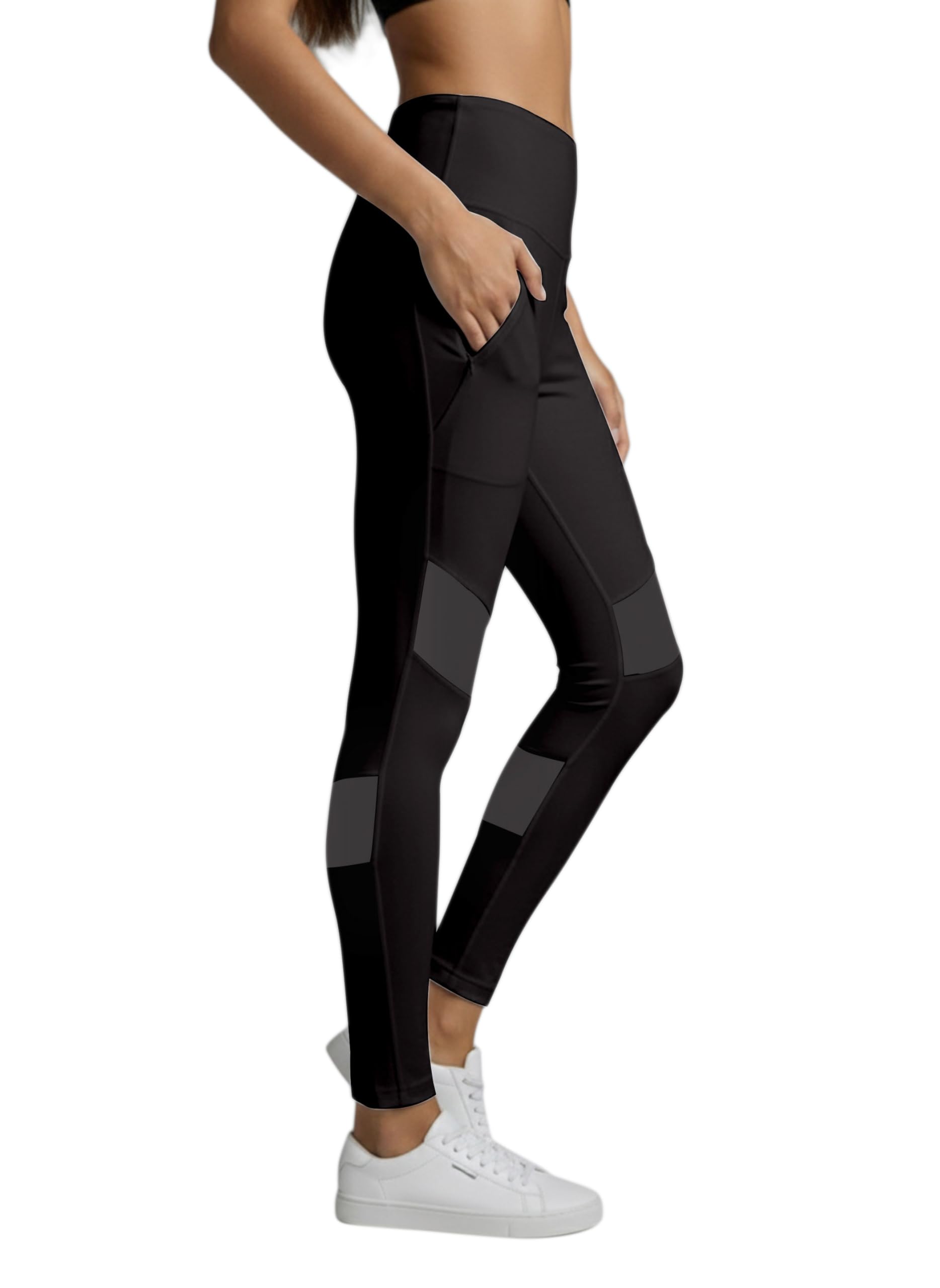 mehrang Gym wear Mesh Legging Workout Pants with Side Pocket/Stretchable Tights/Highwaist Sports Fitness Yoga Track Pants for Women Leggings for Gym-picture-14