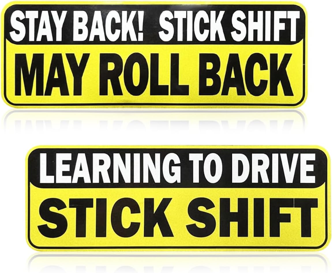 YoRise 2PCS Reflective Student Driver Magnet - Learning Stick Shift Stay Back May Roll Back Waterproof Vinyl Decal for Cars Trucks SUVs