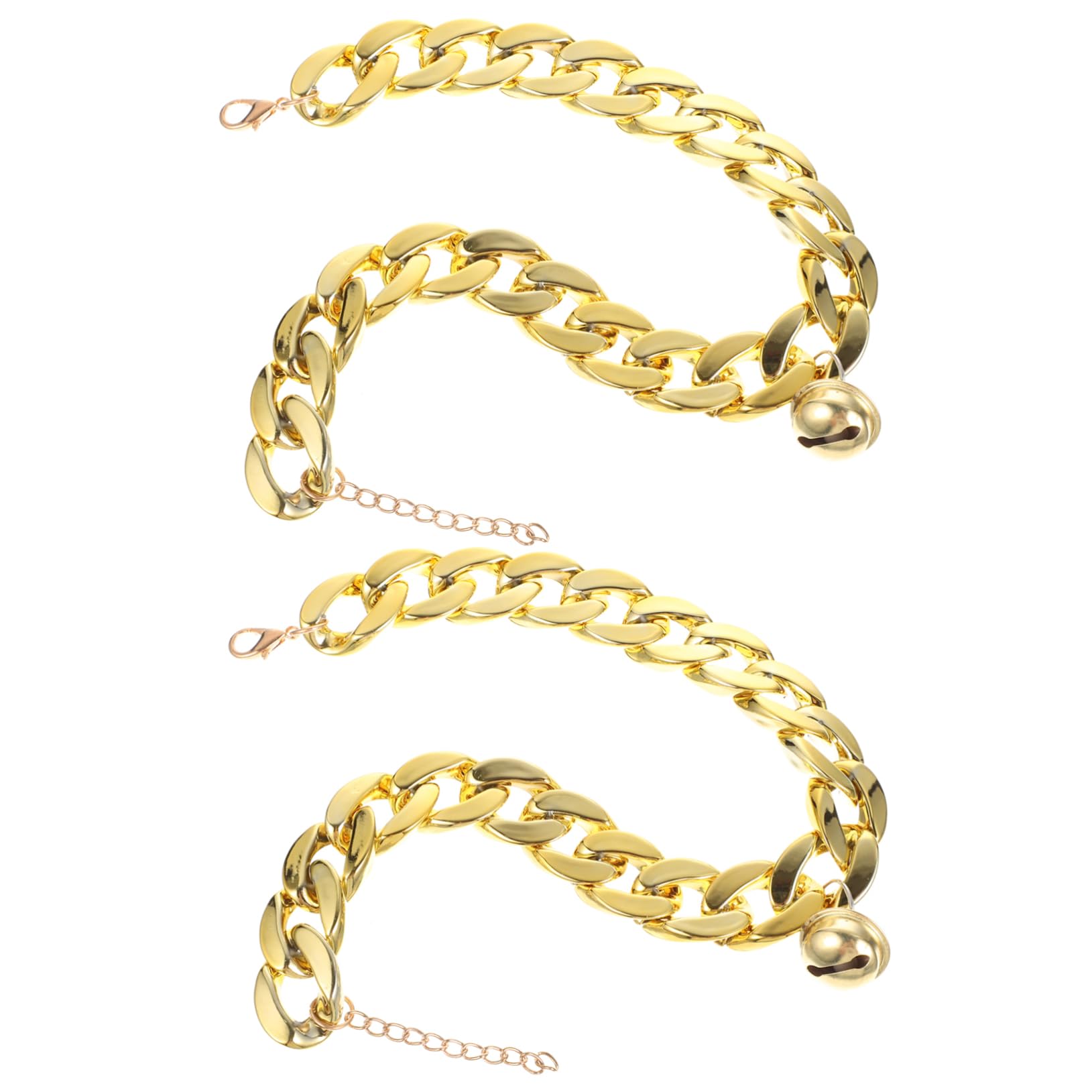 ifundom 2Pcs Golden Chain Dog Necklace with Bell Stylish Pet Accessories for Neck Decoration Durable and Easy to Dog Neck Decor Occasion