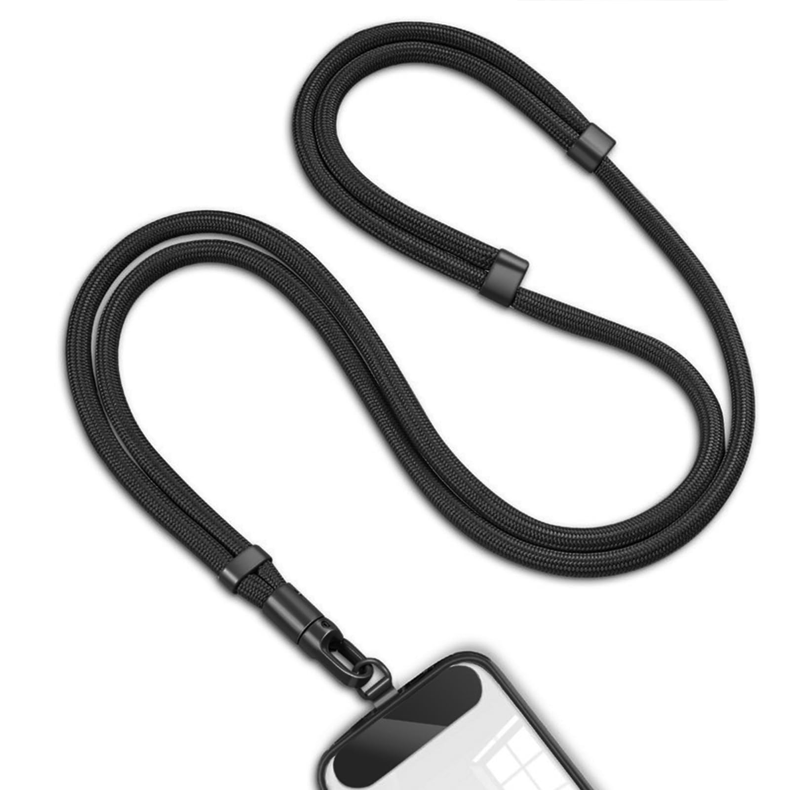 Ziyonix Cell Phone Lanyard Crossbody Adjustable Polyester Phone Strap with Tether Tab 360° Rotating Hook Anti-Theft phone Neck Strap Compatible with Most Smartphones (Black)