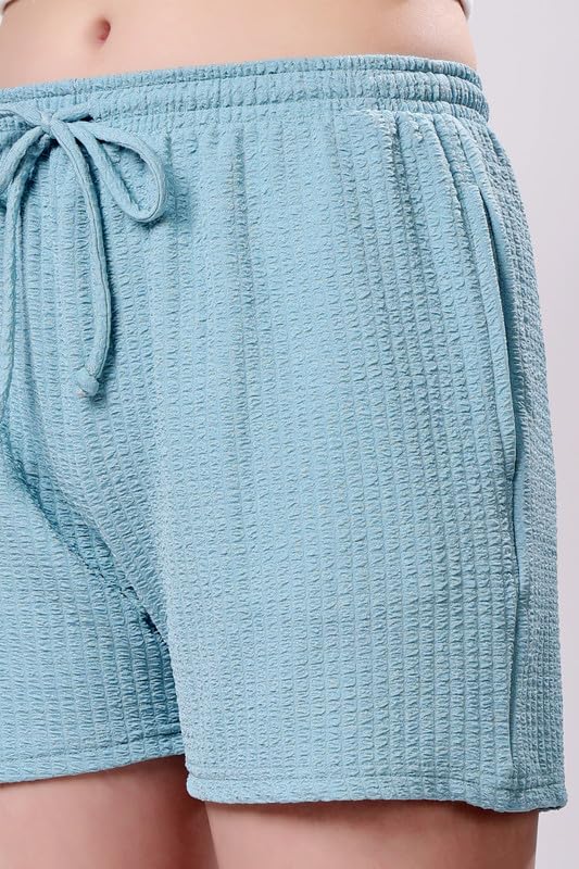 Image of London Hills Shorts for Women Textured Waffle Knit with Pockets for Gym, Sports, Running, Yoga, Cycling, Walk Casual Shorts Or Half Lower, Hot Pant, Half Trouser, Pack of 1, Pack of 2, Pack of 3