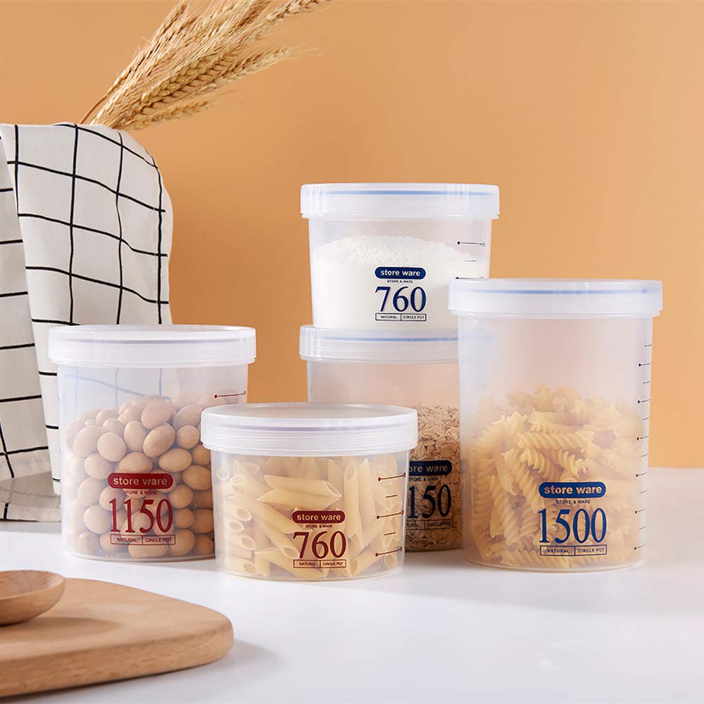 Contenitori Alimentari, Airtight, Contenitore per Cereali, Durevole Impilabile Contenitori, Mantieni Il Cibo Fresco e Asciutto, Blue