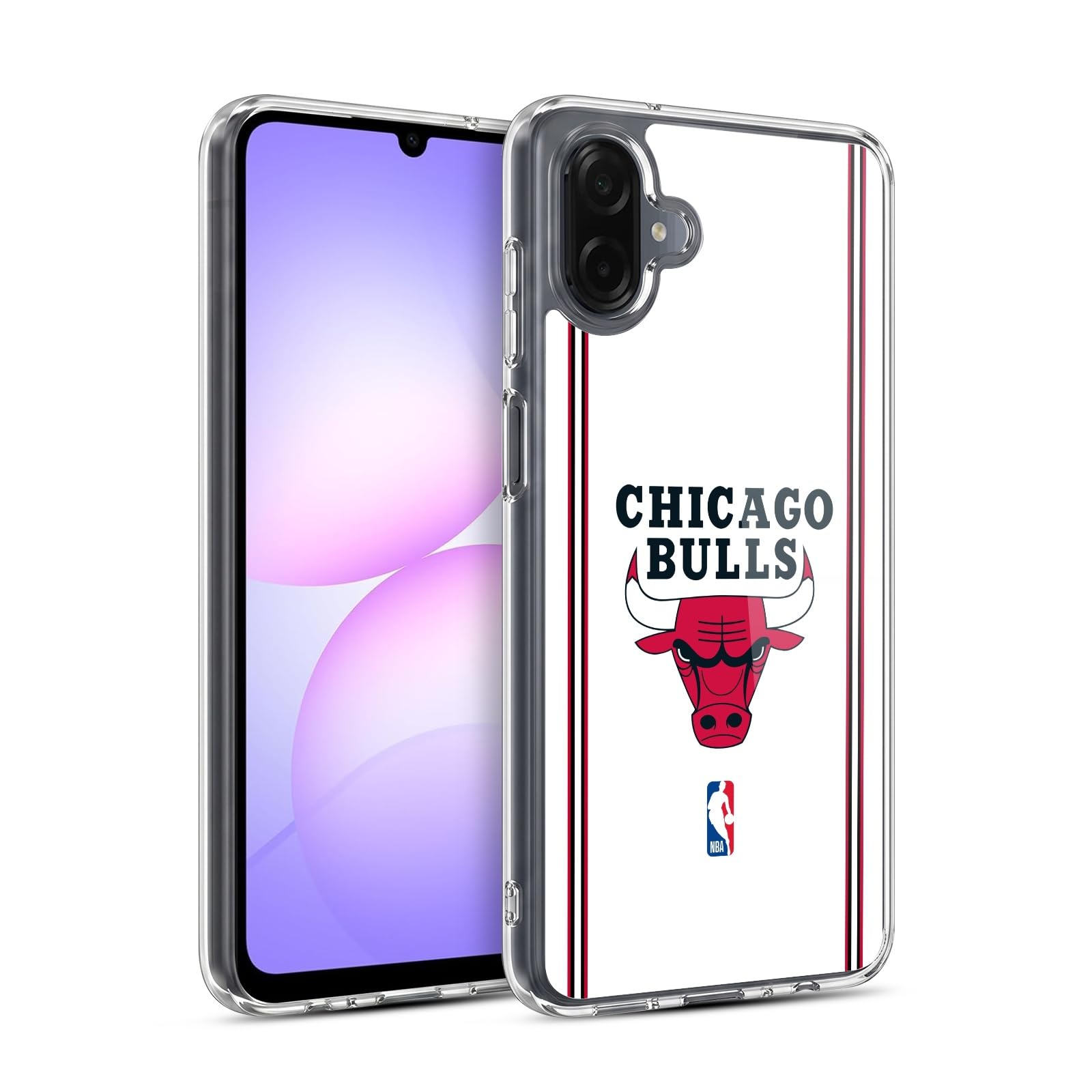Head Case Designs sous Licence Officielle NBA Design Blanc Chicago Bulls Logo Coque en Gel [Protection de Qualité Militaire] Compatible avec Samsung Galaxy A07 4G