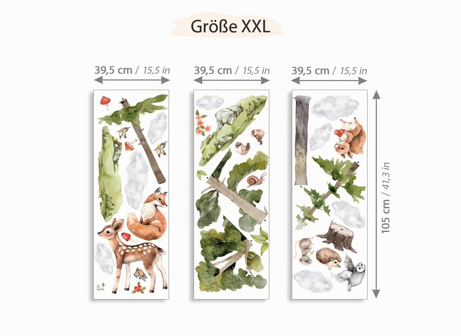 Grandora Wandsticker Kinderzimmer Waldtiere Wandaufkleber Wandtattoo DL773-5