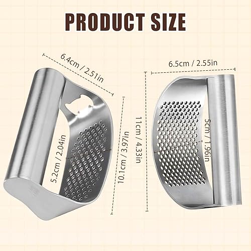 Miniatura 8 de Prensa de ajos de acero inoxidable, trituradora de ajo resistente, herramienta de prensa manual portátil con pelador y cepillo de limpieza,
