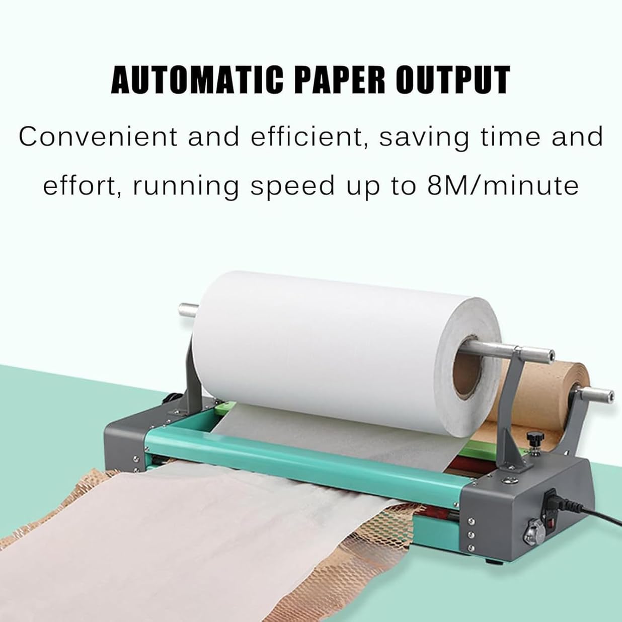 Honeycomb Paper Roll Dispenser, Kraft Wrapping Paper Holder, Operatio Speed 8 M/min, Automatic Paper Ejection, for Moving Shipping Packaging