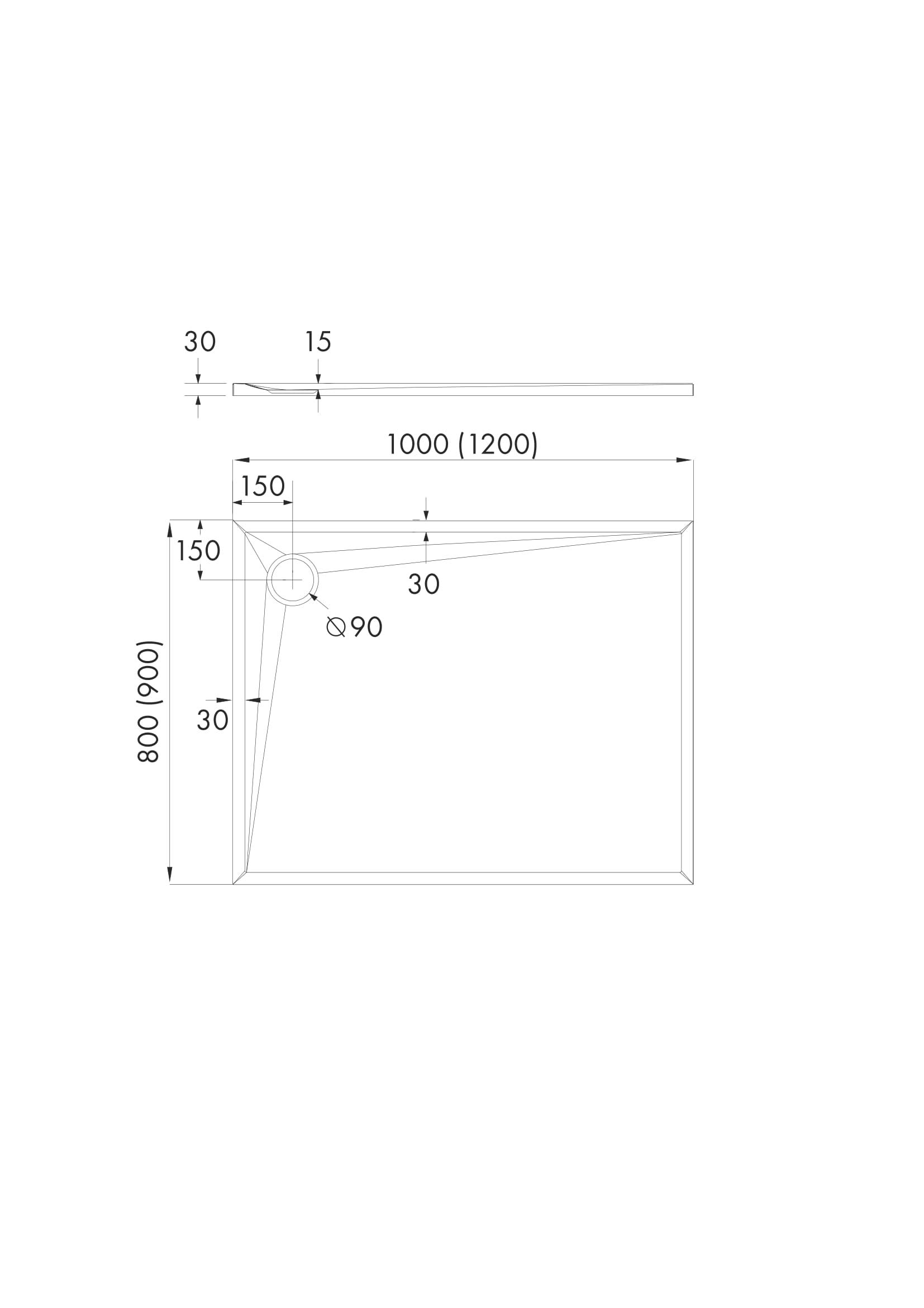 Sellon24 Plato de ducha acrílico con delantal Stabilsound® con soporte antideslizante, 80 x 100 x 3 cm