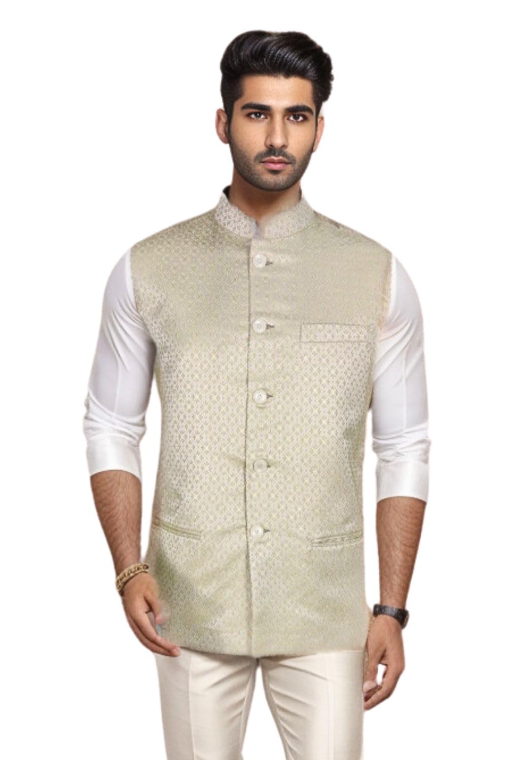 blacksmith Four Leave Box Jacquard Nehru Jacket for Men - Wedding Jacket for Men-picture-10