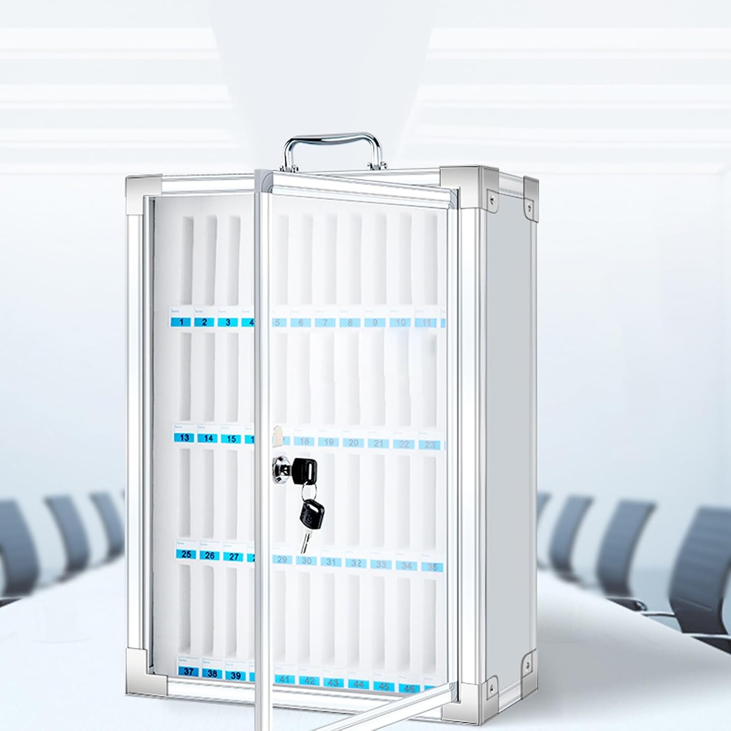 Aluminum Alloy Cell Phone Locker Box - 48-Slot Storage Cabinet for Classroom & Events, Portable Handheld Phone Lock Box, Secure Organizer for Devices image 2
