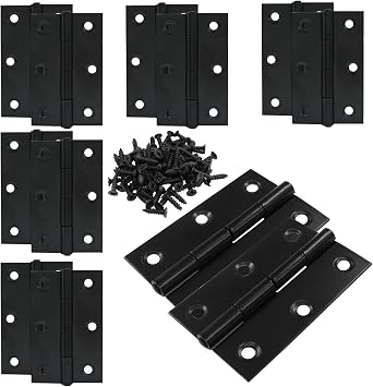 12PCS 2.5 Inch Stainless Steel Door Folding Butt Hinges, 2 1/2 Inch Black Metal Bisagras para Puertas with Screws for Door, Furnitures, Windows, Cabinet,Cupboard, Dressers