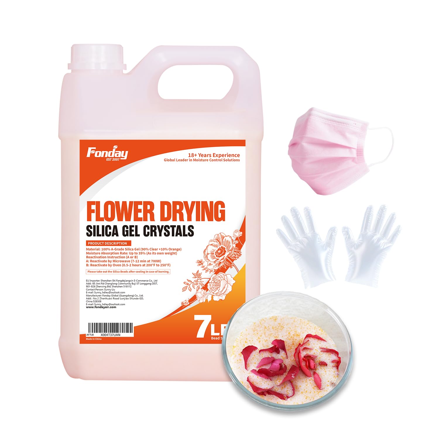 Cristalli in gel di silice per asciugatura dei fiori per bouquet da sposa, conservazione del colore, indicano dimensioni delle perline riutilizzabili inferiori a 1 mm (3,2 kg 3 in 1, con guanti