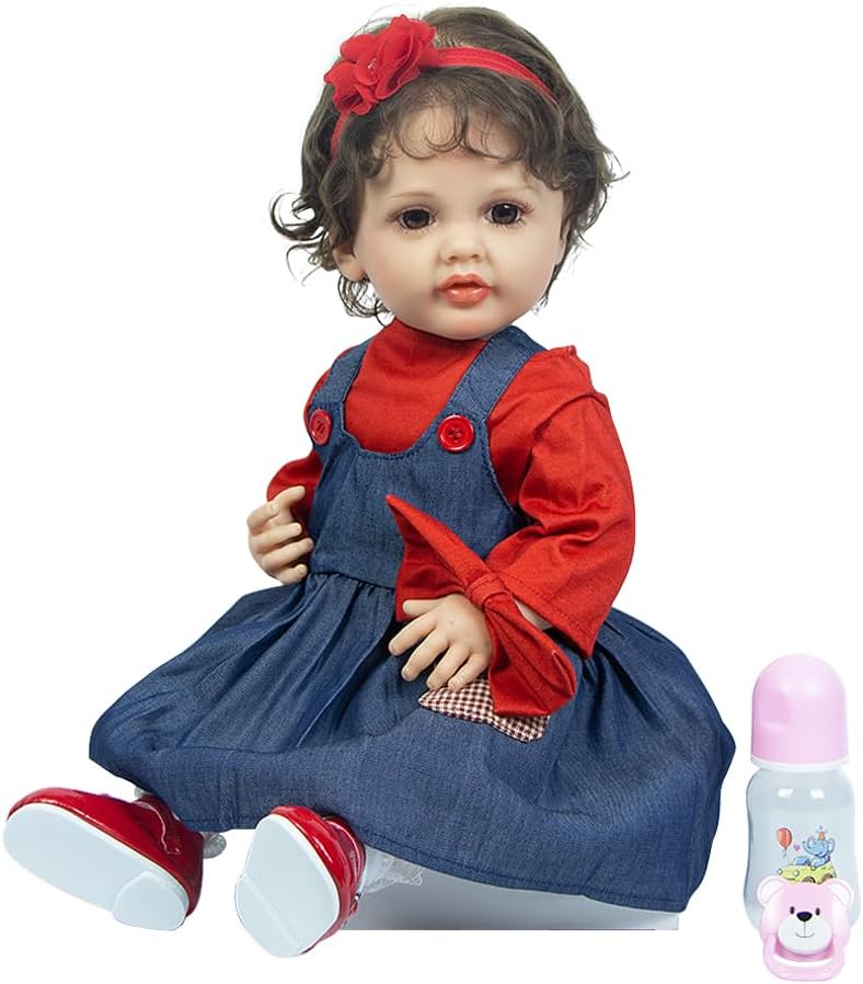 Pinky Reborn Baby Dolls 22inch Realistic Newborn Baby Betty Girls Silicone Full Body Baby Handmade Doll Adorable Vinyl Soft Body Weighted Reborn Toddler for Age 3+