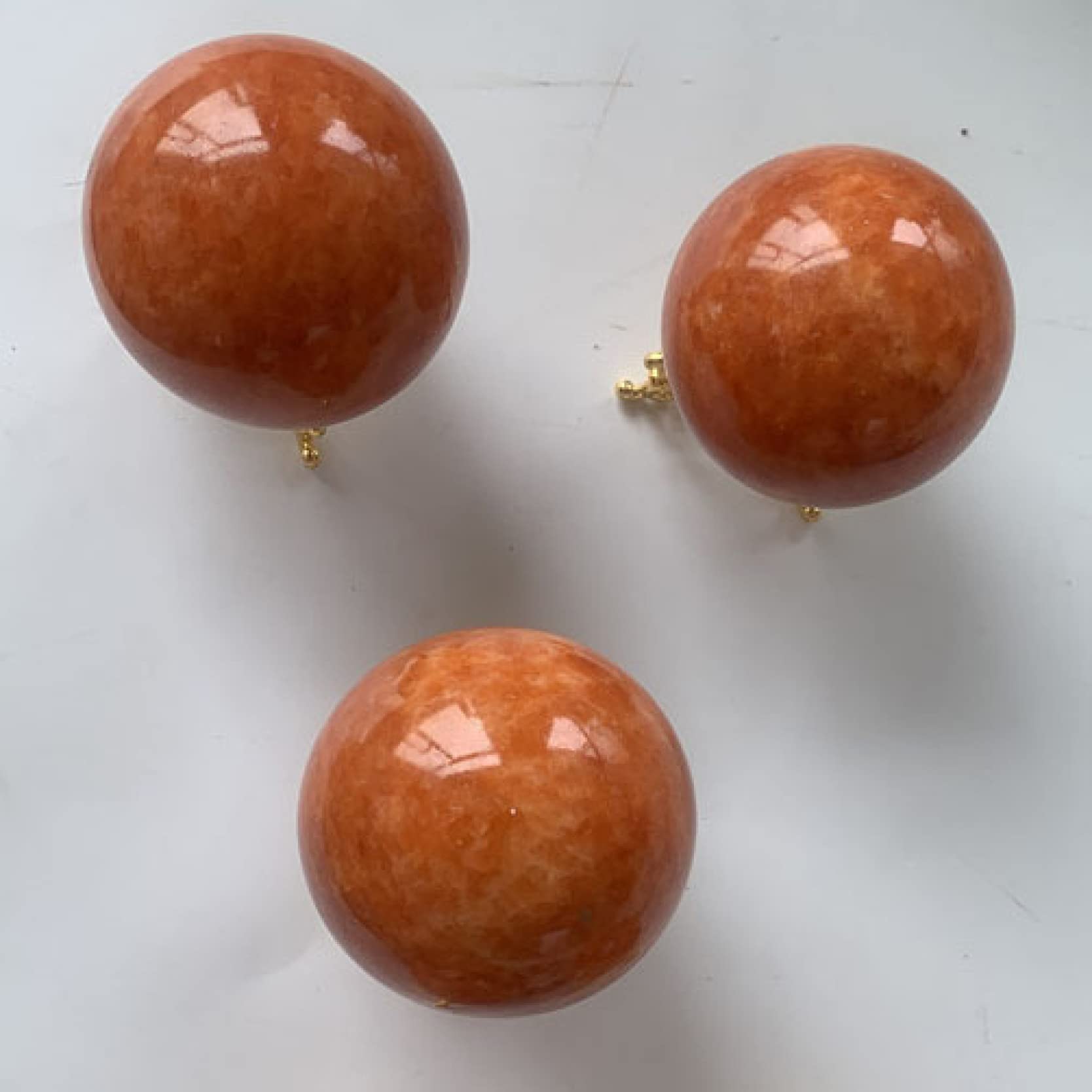 Amazon.co.jp: 1pc 天然石球オレンジ水晶玉の装飾品美しい風水水晶像