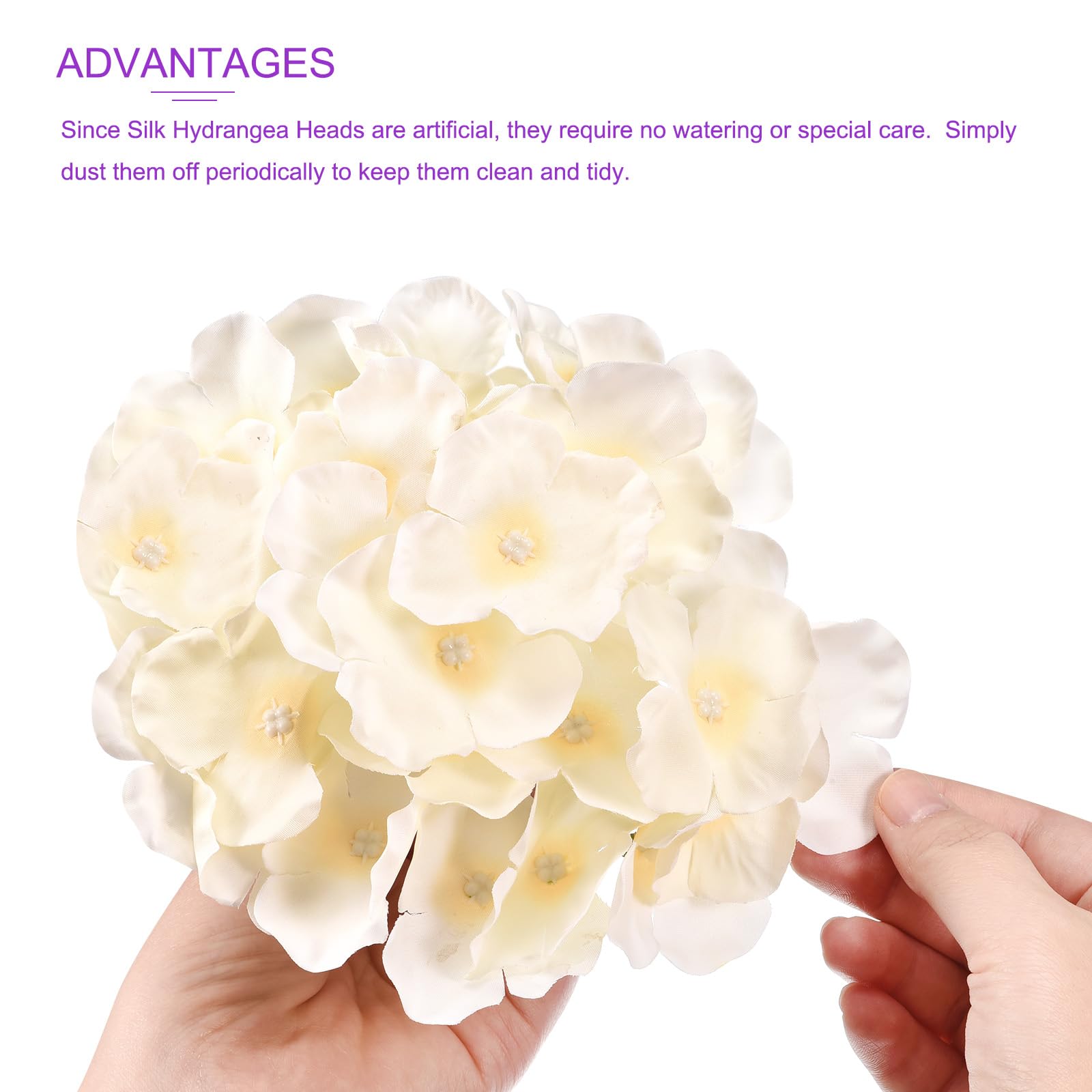 DMiotech 30 Set Beige Silk Artificial Hydrangea Heads Wedding Fake Hydrangea Flowers with Stems for Wedding Vases Flower Walls Gift Decor - Image 4