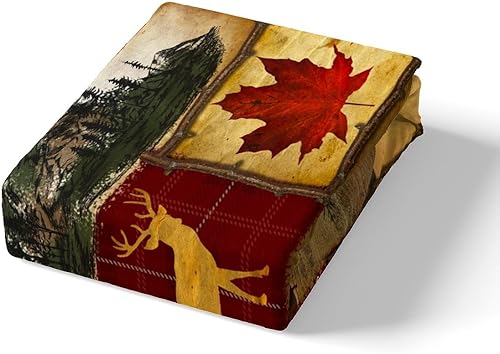 Miniatura 4 de Funda de edredón rústica tamaño Queen, juego de ropa de cama retro para cabaña de cabaña, oso de caza, ciervo, hojas de arce, funda de edredón de