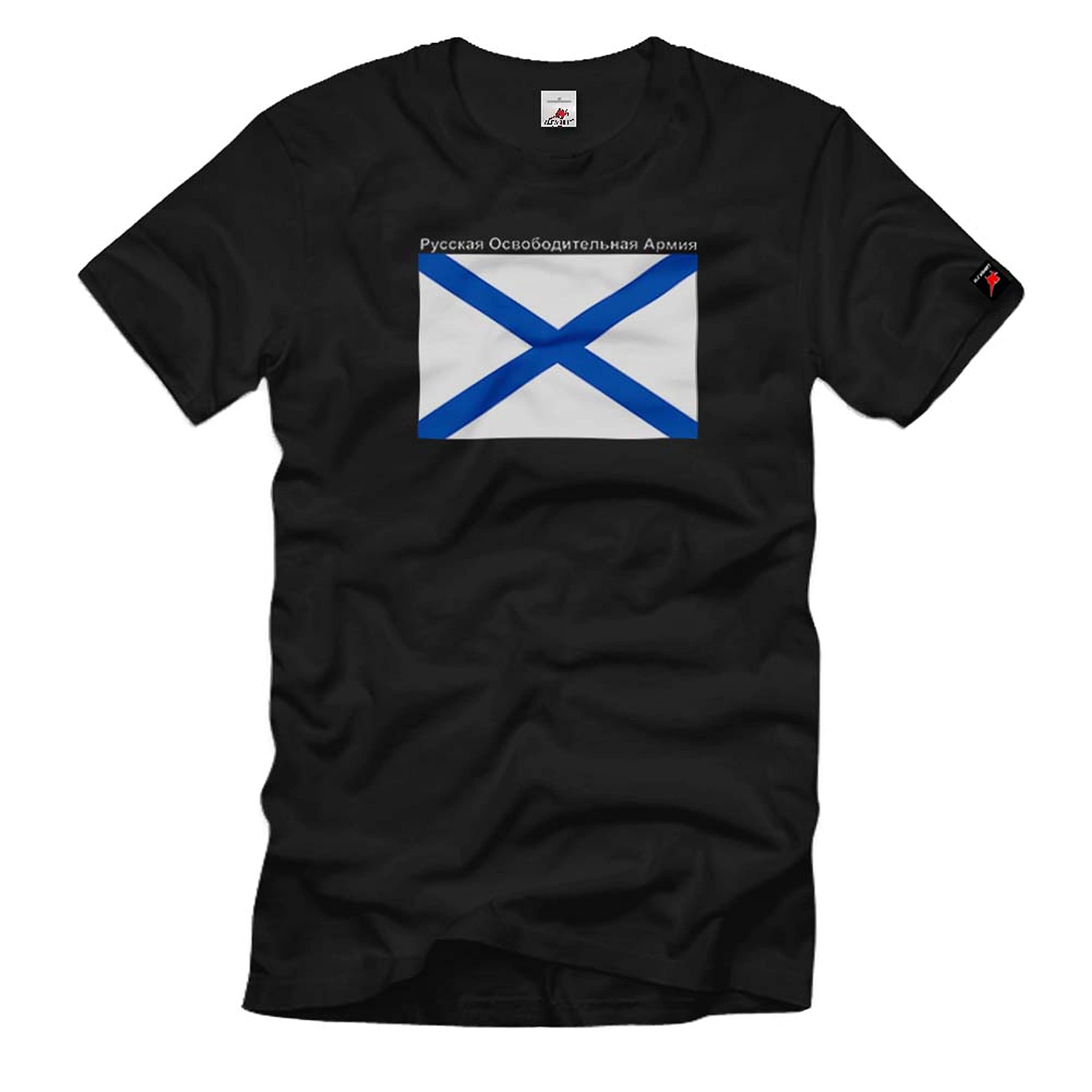 T-shirt ROA #1767 drapeau de l'armée de libération russe noir L