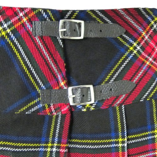 Black Stewart Plaid Tartan 20 inch Kilt Skirt - Size US 16/W384