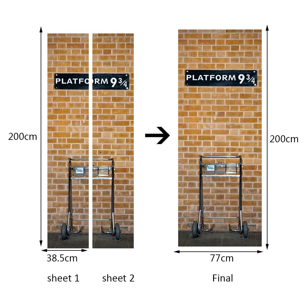 Plattform 9 3/4 3D Tapete Ziegel Tür Aufkleber Diy Wandbild Home Decor Diy Poster Pvc Wasserdichte Tür Wandbilder Wand Poster