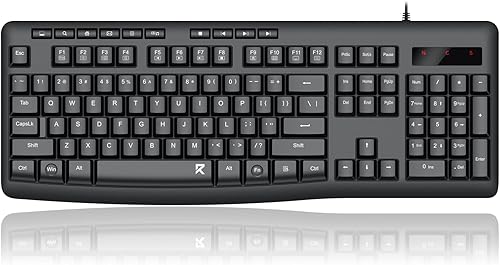 Redragon BK7366 Teclado con cable, multimedia USB silencioso teclado de computadora, teclado silencioso con almohadilla de números grande,