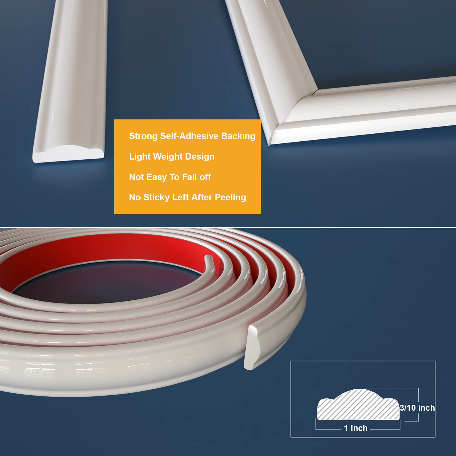 Buy 118 Inch Self Adhesive Molding Trim, Peel and Stick Crown Molding