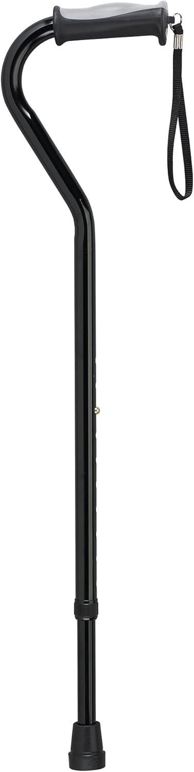 Drive Medical Adjustable Height Offset Handle Cane with Gel Hand Grip, Black