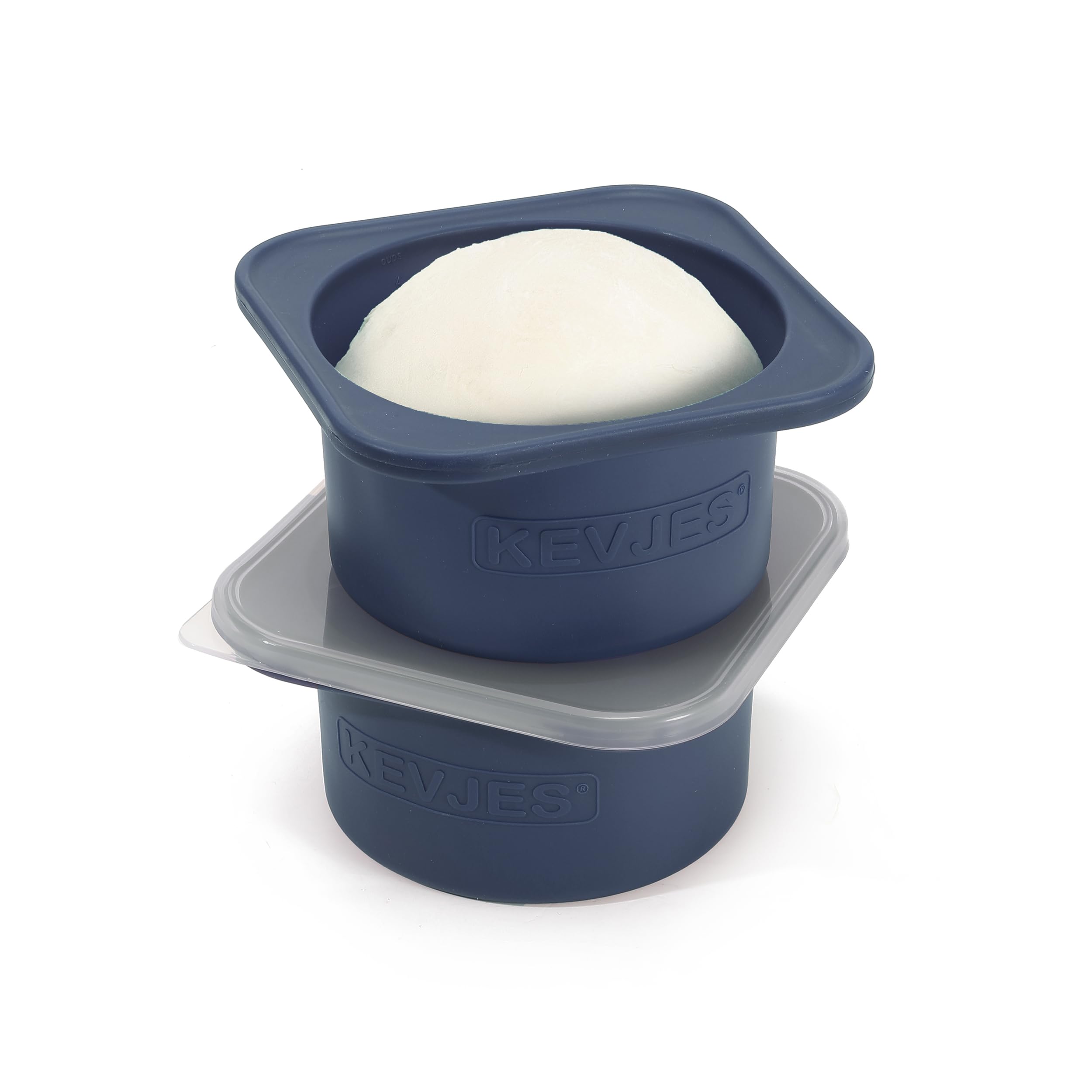 KEVJES 1000ml PLUS Pizza Sourdough Proofing Containers with Air-tight Lids for DIY family Artisan Pizza,Bread,Bagel-Food Grade Silicone -Freezer, Fridge, Dishwasher Safe-2 Pack (Blueberry)